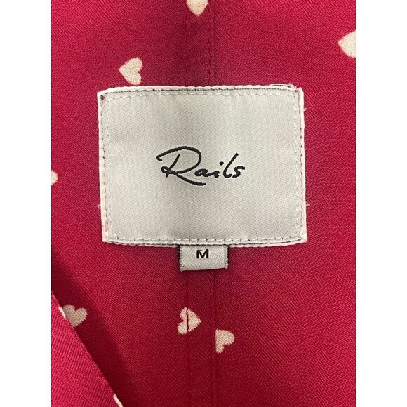 Rails Sloane Scarlet Amour Women's Medium Heart Print‎ Button-Up Tie-Front Top - Picture 4 of 10